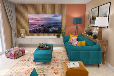 Example of a trendy living room design in Belfast