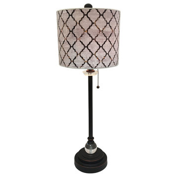 28" Crystal Lamp With Moroccan Tile Textured Shade, Oil Rubbed Bronze, Set of 2