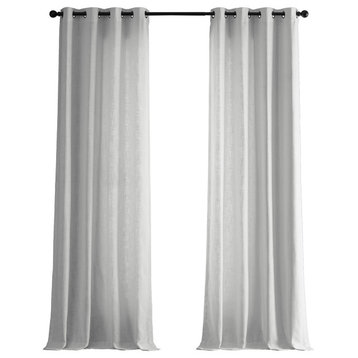 White Grommet Heavy FauxLinen Curtain Single Panel, 50"x108"