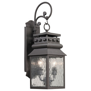 Forged Lancaster 2-Light Small Outdoor Sconce, Charcoal
