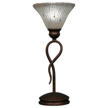 Leaf Mini Table Lamp In Bronze, 7" Frosted Crystal Glass
