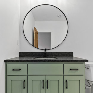 75+ Badezimmer mit grünen Schränken und Vinylboden Ideen & Bilder