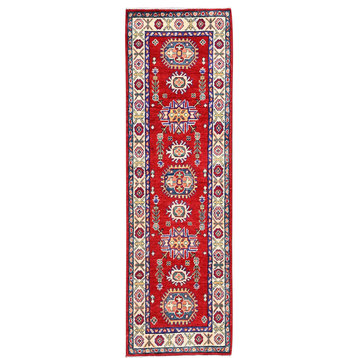 Rich Red Kazak Soft Wool Densely Woven Hand Knotted Runner Rug 2' x 5'10"