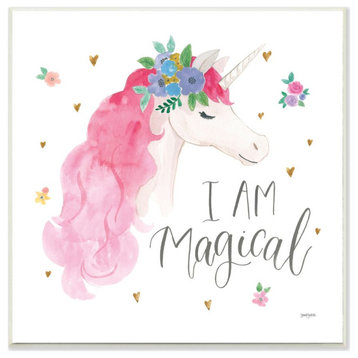 I Am Magical Kids Nursery Unicorn Pink Design, 12"x12"