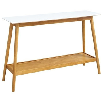 Convenience Concepts Oslo Console Table in White and Natural Wood Finish