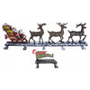 Cast Iron Christmas Stocking Holders, Santa on Sleigh, 2-Piece Set