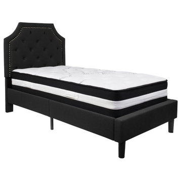Flash Furniture Twin Platform Panel Bed and Mattress in Black