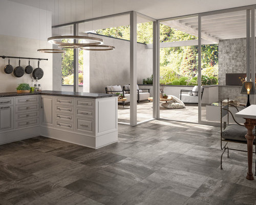 Küchen mit Rückwand aus Steinfliesen in Stuttgart Ideen, Design