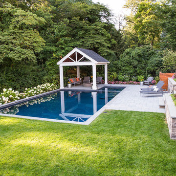 lawn meets pool edge for a calming effect