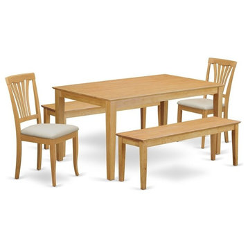 5-Piecekitchen Table Set, Table And 2 Dining Chairs Combined With 2 Benches