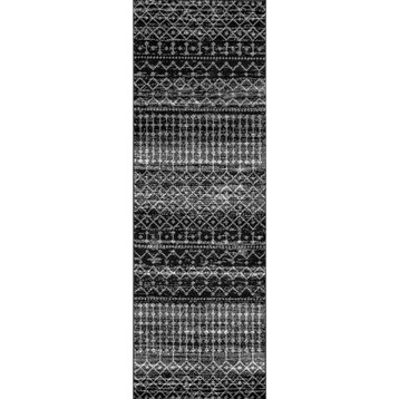 nuLOOM Moroccan Blythe Contemporary Area Rug, Black 2'6"x6' Runner