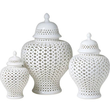 Ginger Jar Vase Lattice Medium Colors May Vary White Varying Black