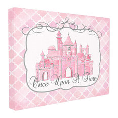 Once Upon A Time Pink Water Color Castle Oversized Canvas, 24"x1.5"x30"