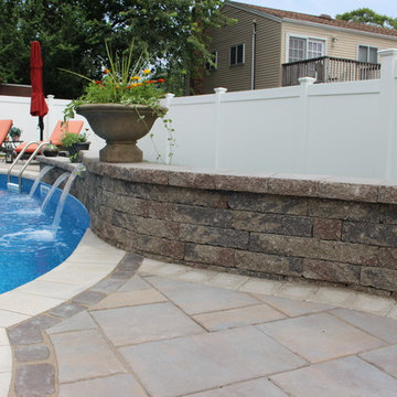 Swimming Pool Patio & Waterfall in Massapequa, NY