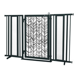 Fusion Gates - Fusion Gate with Chevron Trail Design, Black, 60"-65" - Dog Gates