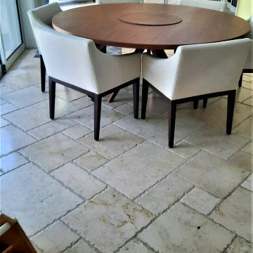 Walnut dining table with lazy susan