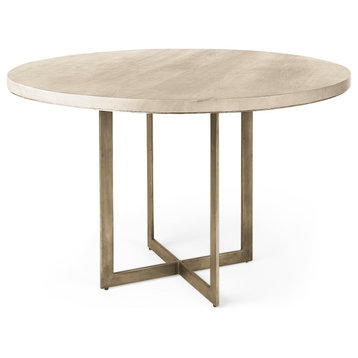 Faye 48.0L x 48.0W x 30.0H Barely Gray Finished Wood Round Dining Table