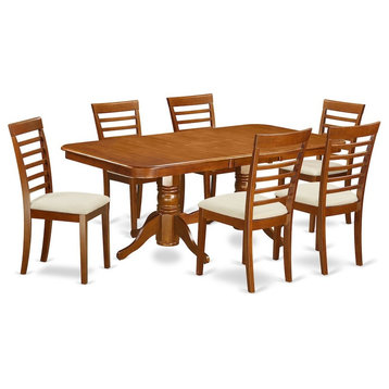 7-Piece Formal Dining Room Set Table, Leaf and 6 Chairs for Dining With Cushion