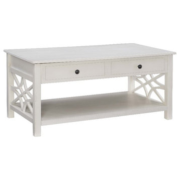 Linon Luster Wood Lift Top Coffee Table with Storage in Antique White
