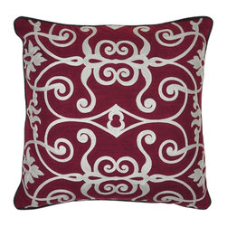 Aventure Burgandy Pillow - Decorative Pillows