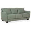 Elegant Sofa, Stitched Tufted Leather Upholstered Seat With Flared Arms, Watery
