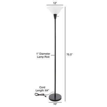 Torchiere Floor Lamp-Standing Light by Lavish Home, Black