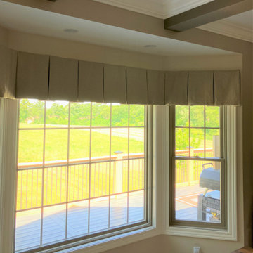 Custom box pleat valance over bay window