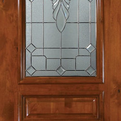 Slab Single Door 96 Wood Alder Versailles 3 Panel Arch Lite Glass - Front Doors