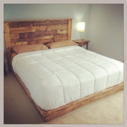 Rustic Style Platform Bed / Headboard - Platform Beds