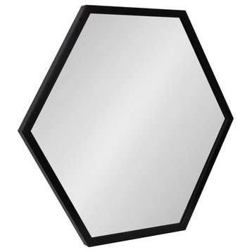 Laverty Framed Hexagon Wall Mirror, Black, 24x26
