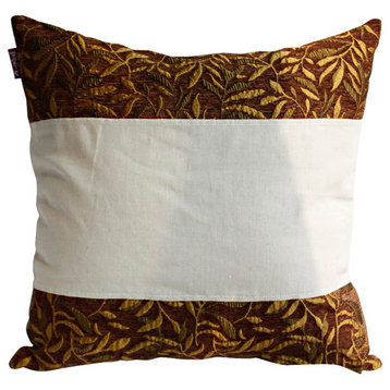 Autumn Trip Linen Stylish Patch Work Pillow Floor Cushion 19.7 by 19.7 inches