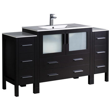 Torino 60" Espresso Modern Bathroom Cabinets With Integrated Sink