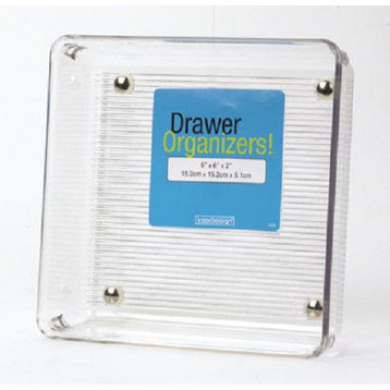 InterDesign 52630 Linus Drawer Organizer, 6" x 6" x 2", Clear