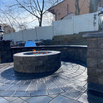 Cambridge Paver Patio with Firepit and Seating - Dix Hills, NY 11746