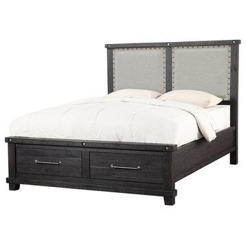 Modus Yosemite Upholstered Queen Panel Storage Bed in Cafe