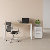 Hudson Modern Office Desk, 55", White Top, White Base