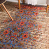 Distressed Botanical Lattice Area Rug, Blue, 5'x8'