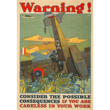 Work Warning Vintage Poster, art print