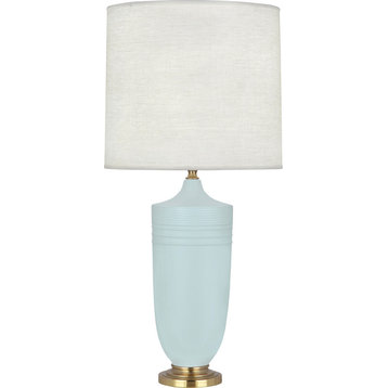 Michael Berman Hadrian Table Lamp, Matte Sky Blue With Modern Brass