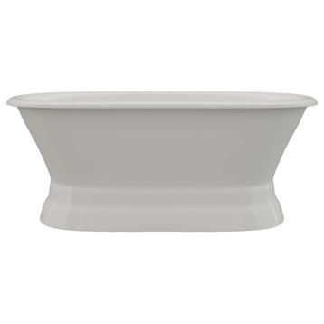 66" Double Ended Cast Iron Pedestal Tub without Faucet Holes, "Worth"