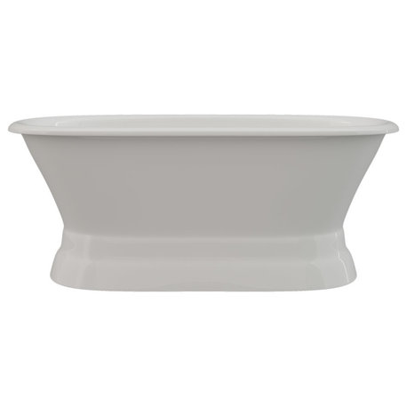 66" Double Ended Cast Iron Pedestal Tub without Faucet Holes, "Worth"