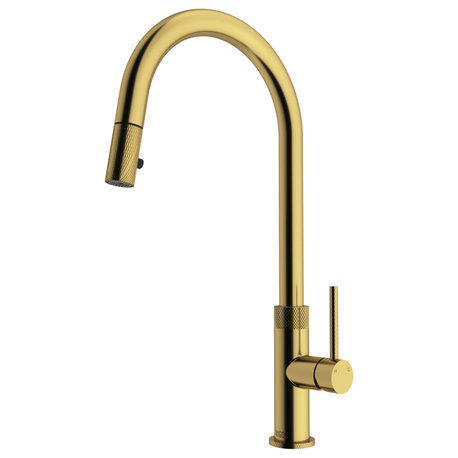 VIGO Bristol 19" H Single Handle Pull-Down Sprayer Kitchen Faucet, Matte Brushed Gold, Without Extras