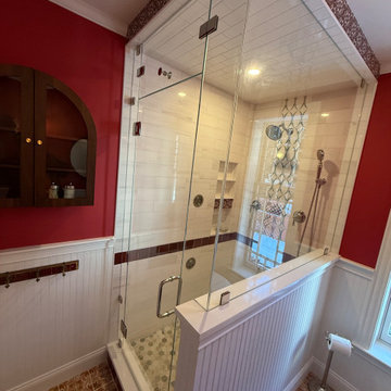 Frameless Glass Steam Shower with Transom Panel