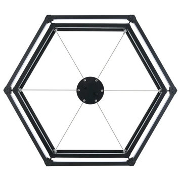 Amalfi Hexagon LED Chandelier, Matte Black/Frosted Glass Finish