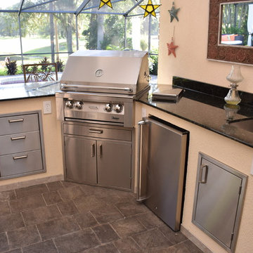 Granite Fire Table and Outdoor Kitchen