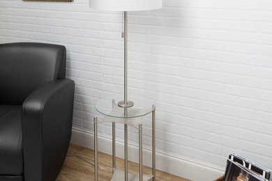 Alyssa Metal Side Table Floor Lamp, Nickel, Nickel
