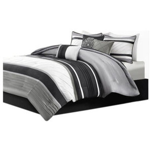 Tache 6 Piece Black Silver Sequin Bedding Set Traditional