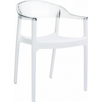 Compamia Carmen Patio Dining Chair with White Seat in Clear