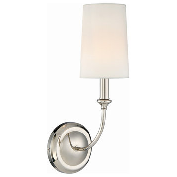 Crystorama 2241-PN 1 Light Wall Mount in Polished Nickel with Silk