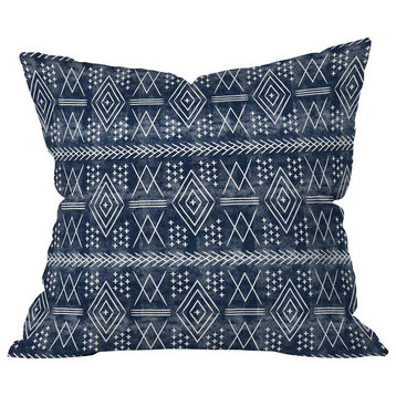 Little Arrow Design Co vintage moroccan on blue Throw Pillow